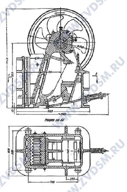 Фрагмент чертежа щековой дробилки СМД-116